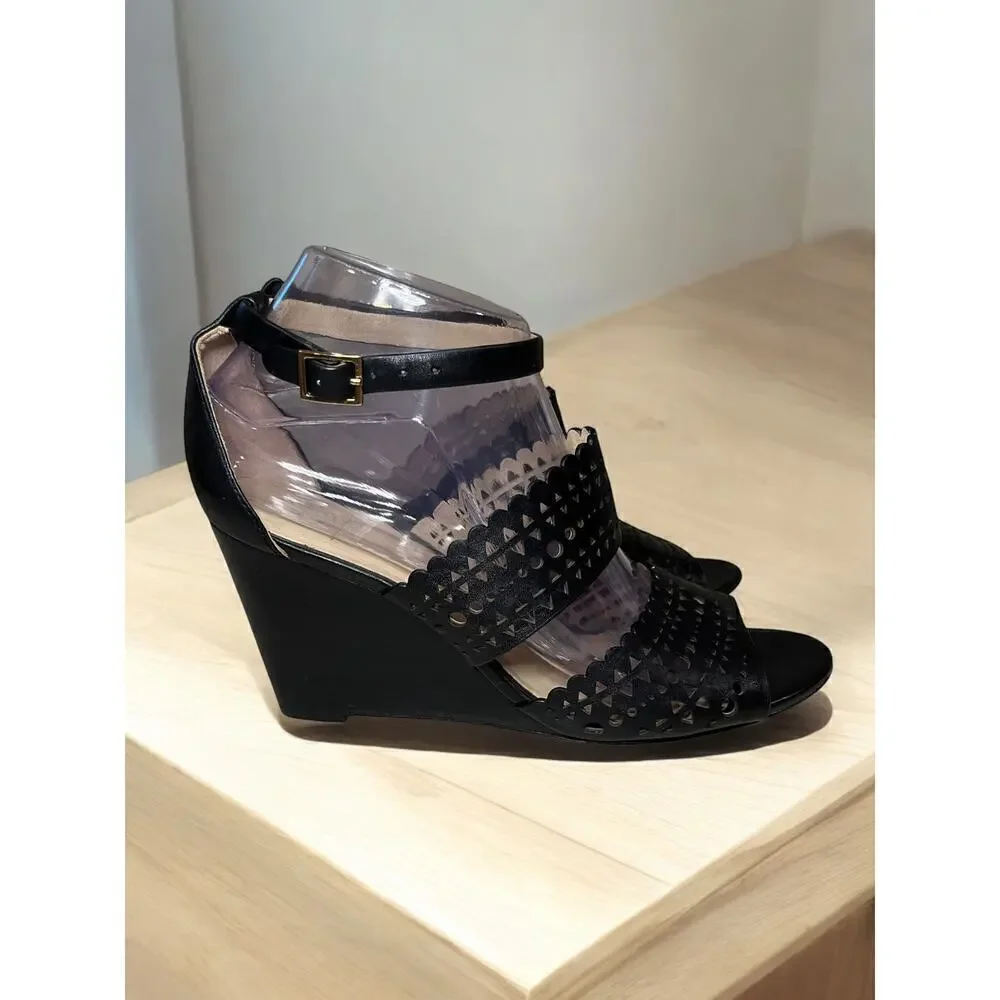 Tory Burch Perforated Gladiator 85MM Wedge Sandal Size 8.5M